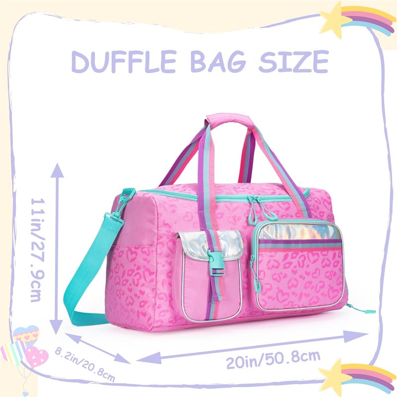 Oruiji Kids Duffle Bag Girls Women Travel Bag Gifts Overnight Bags for Girls Women Tote Sleepover Gym Dance Bags for Kids with Shoes Compartment - Image 2